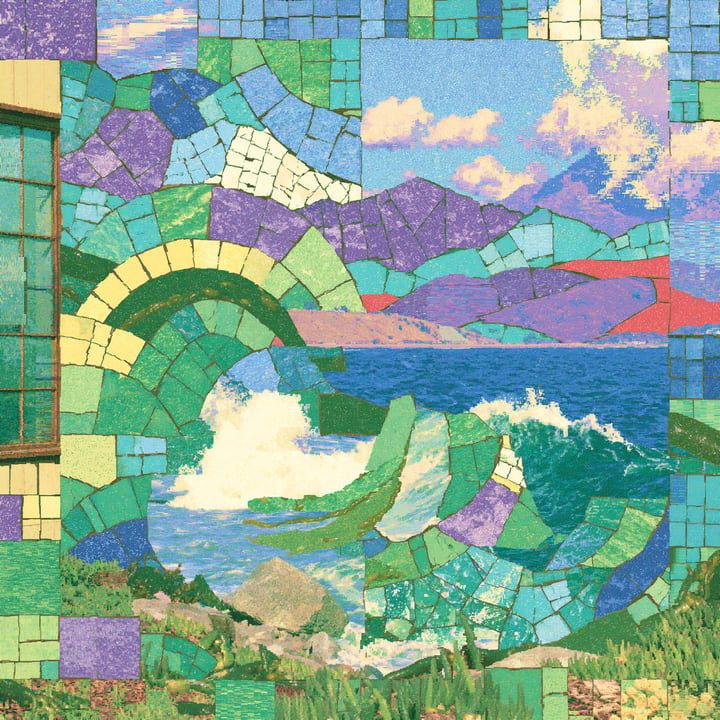 Morning Falling 570, a Midjourney study of the Southern California ocean imagined in 2050