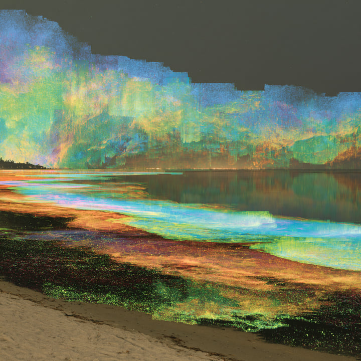 Morning Falling 561, a Midjourney study of the Southern California ocean imagined in 2050