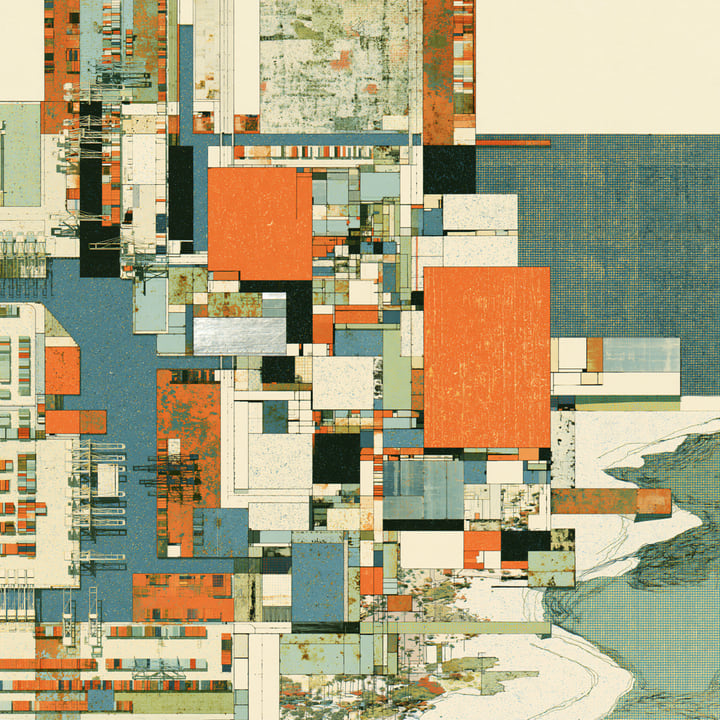 Morning Falling 556, a Midjourney study of the Southern California ocean imagined in 2050
