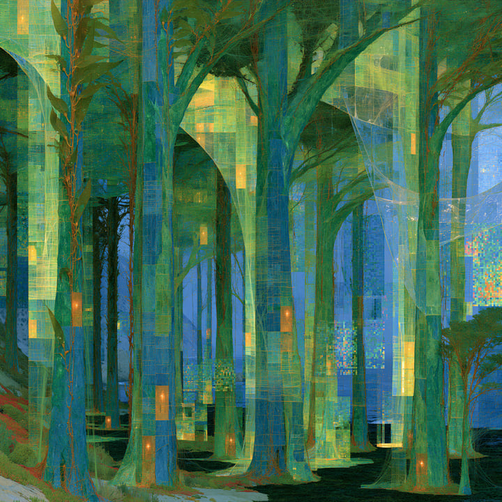Morning Falling 543, a Midjourney study of the Southern California ocean imagined in 2050