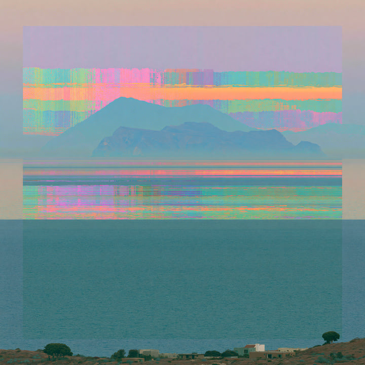 Morning Falling 549, a Midjourney study of the Southern California ocean imagined in 2050