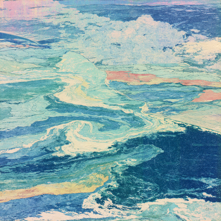 Morning Falling 538, a Midjourney study of the Southern California ocean imagined in 2050