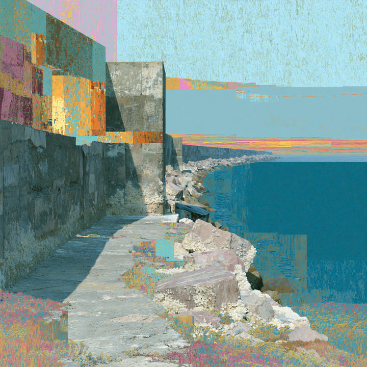 Morning Falling 547, a Midjourney study of the Southern California ocean imagined in 2050